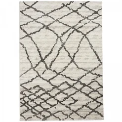 Tapis berbère tissé motif ethnic NALIFO, blanc