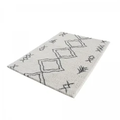 Tapis berbère tissé motif ethnic LYN4 DOUX 3, crème, gris foncé
