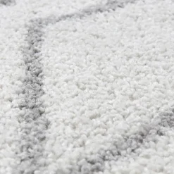 Tapis berbère tissé motif ethnic BALANIO, écru, gris