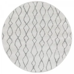 Tapis berbère tissé motif ethnic BALANIO, écru, gris