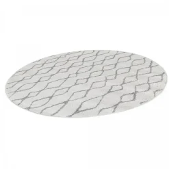 Tapis berbère tissé motif ethnic BALANIO, écru, gris