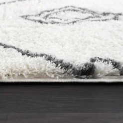 Tapis berbère tissé motif ethnic LYN4 DOUX 2, crème, gris foncé