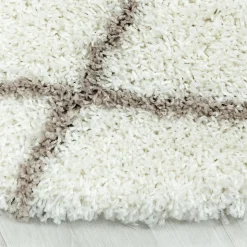 Tapis berbère tissé motif losange SHAGGY A, Crème
