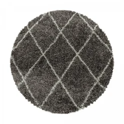 Tapis berbère tissé motif losange SHAGGY A, Taupe