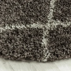 Tapis berbère tissé motif losange SHAGGY A, Taupe
