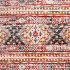Tapis berbère tissé motif saharien CLARK 5, rouge, jaune, gris