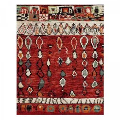 Tapis berbère tissé motifs tribaux LYN8 MOROCO, rouge