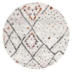 Tapis berbère tissé motifs tribaux LYN8 MORA, Crème, orange, noir