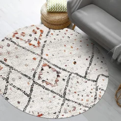 Tapis berbère tissé motifs tribaux LYN8 MORA, Crème, orange, noir