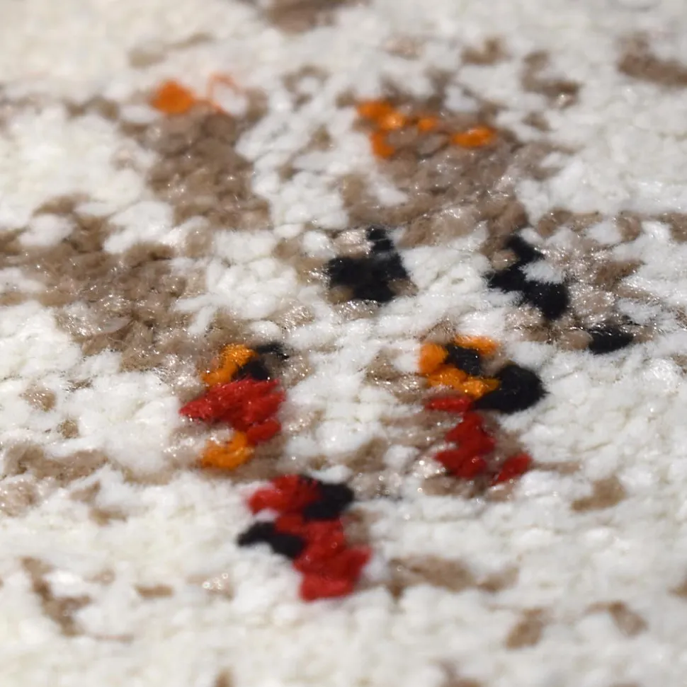Tapis berbère tissé motifs tribaux LYN8 MORA, Crème, orange, noir