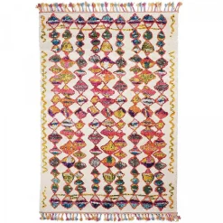 Tapis berbère tissé motifs tribaux LYN5 OURIKA A, Multicolore