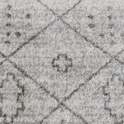 Tapis berbère tissé motifs tribaux SAUTUL, crème, gris