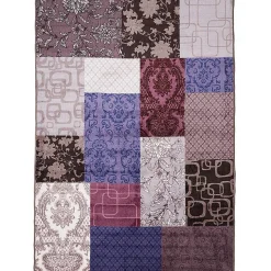 Tapis chambre tissé ISPARTA PATCHWORK, violet
