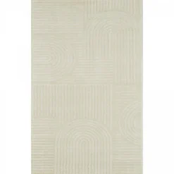 Tapis chambre tissé motif géométrique CERABI, crème