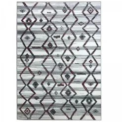 Tapis chambre tissé motif berbère LYN1 LABER, gris, noir, blanc