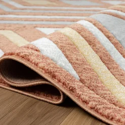 Tapis chambre tissé motif ethnique SOLGA A, orange, gris, jaune