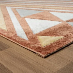 Tapis chambre tissé motif ethnique SOLGA A, orange, gris, jaune