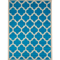 Tapis chambre tissé motif géométrique LYN1 STYLE, bleu