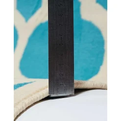 Tapis chambre tissé motif géométrique LYN1 STYLE, bleu