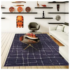 Tapis chambre tissé motif géométrique LYN49 SOFIA, gris