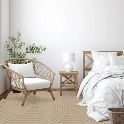 Tapis chambre tissé motif géométrique CEROTEA, beige