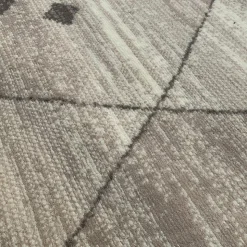 Tapis Chambre tissé motif berbère LYN1 FEZA, gris, ivoire