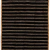 Tapis chindi à rayures noir et naturel Deco&Co L.120 x l.120 cm