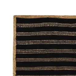 Tapis chindi à rayures noir et naturel Deco&Co L.120 x l.120 cm