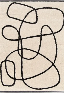 Tapis Chios Lines GoodHome noir et blanc L.230 x L.160 cm