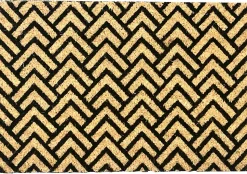 Tapis coco écru imprimé chevron 40 x 60 cm