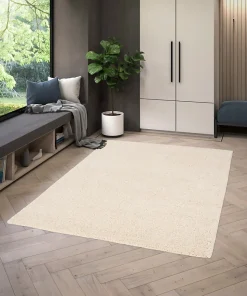 Tapis Coltrane GoodHome blanc cassé L.170 x l.120 x ep.3 cm