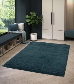 Tapis Coltrane GoodHome bleu foncé L.170 x L.120 cm