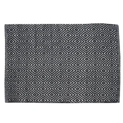 Tapis coton Diamond GoodHome 80 x 150 cm noir et blanc