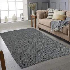 Tapis coton Diamond GoodHome 80 x 150 cm noir et blanc