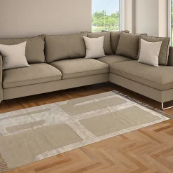 Tapis déco à franges abstrait en coton 140x200cm