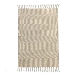 Tapis déco à franges en fibre naturelle et coton 60x120cm