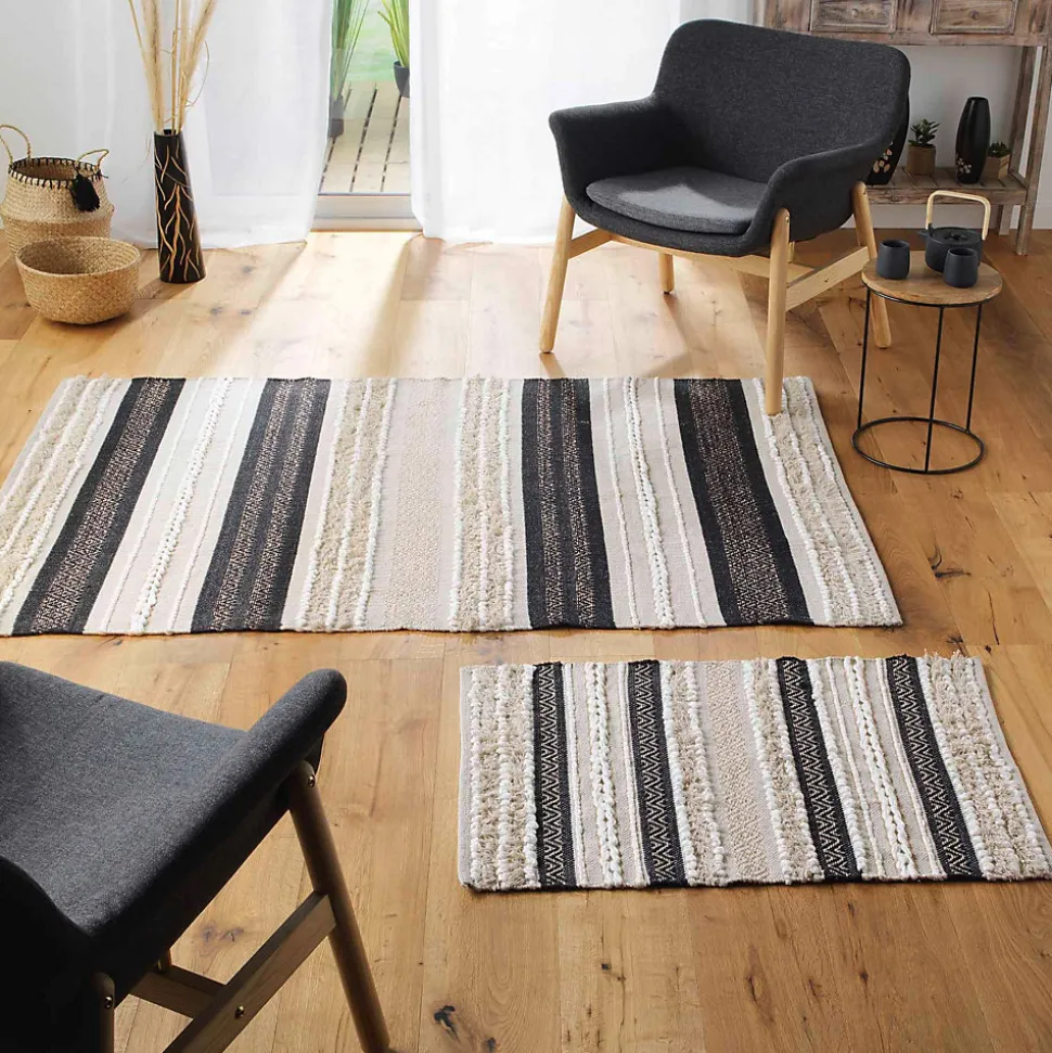 Tapis décoratif au style ethnique (120x170 cm - Beige)