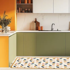 Tapis de cuisine absorbant en vinyle antidérapant Copper Leaves 50x120