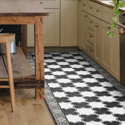 Tapis de Cuisine antidérapant en Vinyle Marbre en Damier 50x120 cm