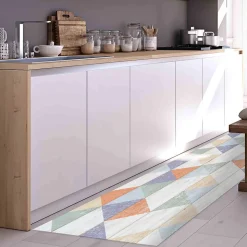 Tapis de Cuisine antidérapant en Vinyle Bois Coloré 50x120 cm