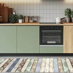 Tapis de Cuisine antidérapant en Vinyle Bois Rustique 50x300