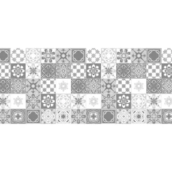 Tapis de Cuisine antidérapant en Vinyle Petites Carreaux Gris 50x120