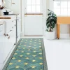 Tapis de Cuisine antidérapant en Vinyle Carreaux Verts et Dorés 120x50
