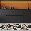 Tapis de Cuisine antidérapant en Vinyle Noir et Blanc Vintage 50x180