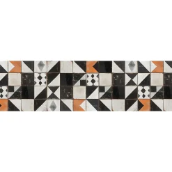 Tapis de Cuisine antidérapant en Vinyle Noir et Blanc Vintage 50x180