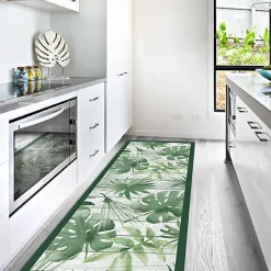 Tapis de Cuisine antidérapant en Vinyle Vert des Tropiques 50x120 cm
