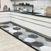 Tapis de Cuisine antidérapant en Vinyle Hexagones Gris 240x50 cm
