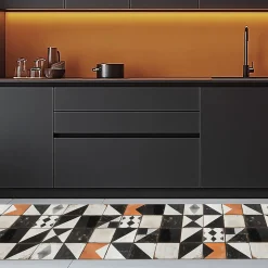 Tapis de Cuisine antidérapant en Vinyle Noir et Blanc Vintage 50x300