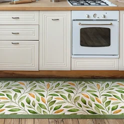 Tapis de Cuisine antidérapant en Vinyle Branches émeraude 120x50