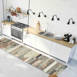 Tapis de Cuisine antidérapant en Vinyle Bois Vintage 50x120 cm